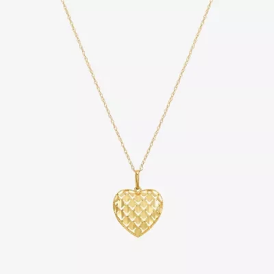 Womens 10K Gold Heart 18 Inch Pendant Necklace