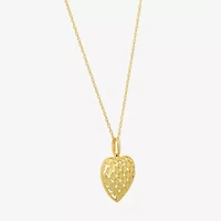 Womens 10K Gold Heart 18 Inch Pendant Necklace
