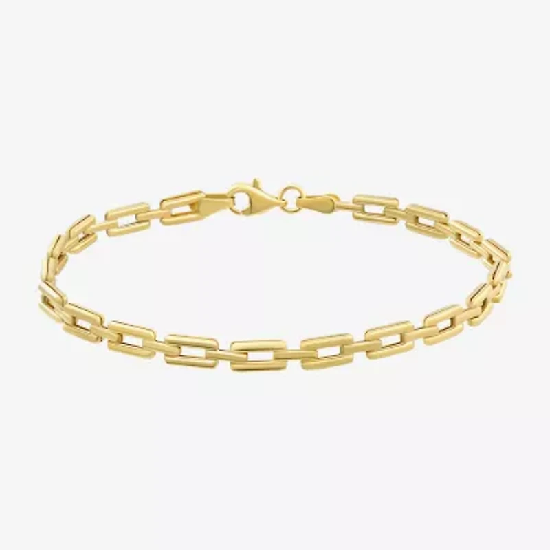 Womens 14K Gold 7.25 Inch Semisolid Link Chain Bracelet