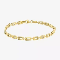 Womens 14K Gold 7.25 Inch Semisolid Link Chain Bracelet