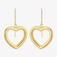 Womens 10K Gold Heart Drop Earrings