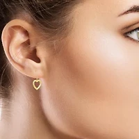 Womens 10K Gold Heart Drop Earrings