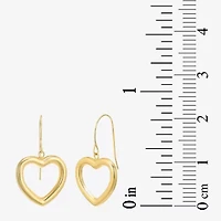Womens 10K Gold Heart Drop Earrings