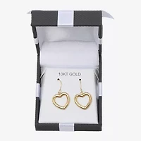 Womens 10K Gold Heart Drop Earrings