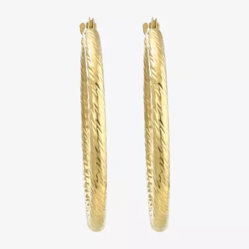 Womens 14K Gold 25mm Round Hoop Earrings