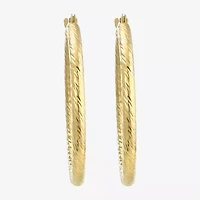 Womens 14K Gold 25mm Round Hoop Earrings