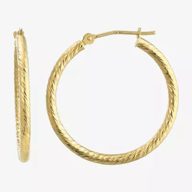 Womens 14K Gold 25mm Round Hoop Earrings