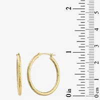 Womens 14K Gold 25mm Round Hoop Earrings