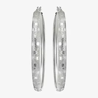 Womens Sterling Silver 48mm Round Hoop Earrings