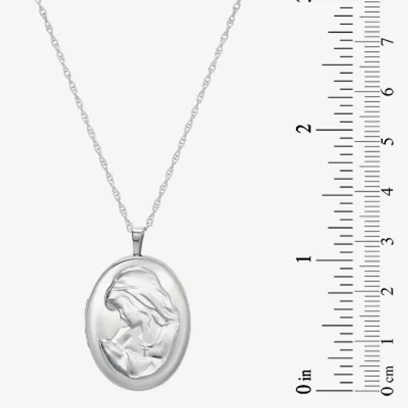 Womens Sterling Silver 18 Inch Locket Necklace