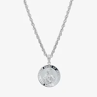 Sacered Heart Of Jesus Mens Sterling Silver 24 Inch Pendant Necklace