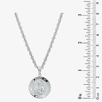 Sacered Heart Of Jesus Mens Sterling Silver 24 Inch Pendant Necklace