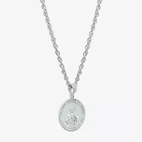 Sacered Heart Of Jesus Mens Sterling Silver 24 Inch Pendant Necklace