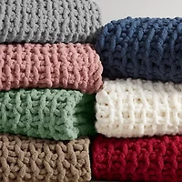 Madison Park Chenille Handmade Chunky Knit Lightweight Throw