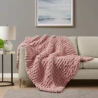 Madison Park Chenille Handmade Chunky Knit Lightweight Throw