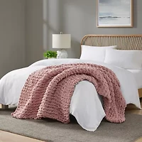 Madison Park Chenille Handmade Chunky Knit Lightweight Throw