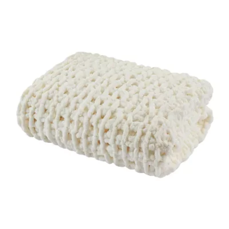 Madison Park Chenille Handmade Chunky Knit Lightweight Throw