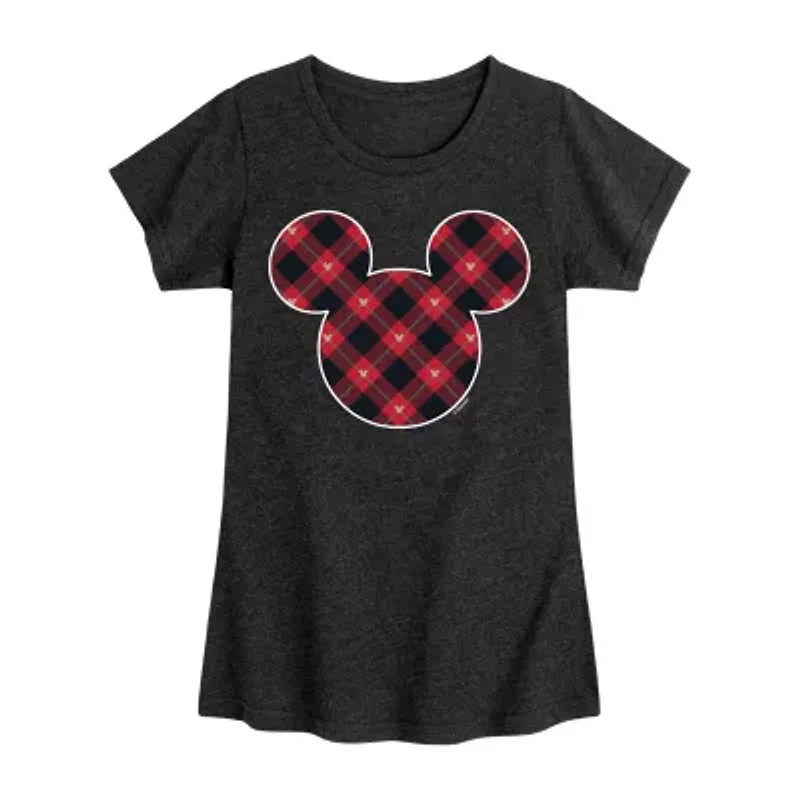 Disney Collection Girls Round Neck Short Sleeve Minnie Mouse Graphic T-Shirt