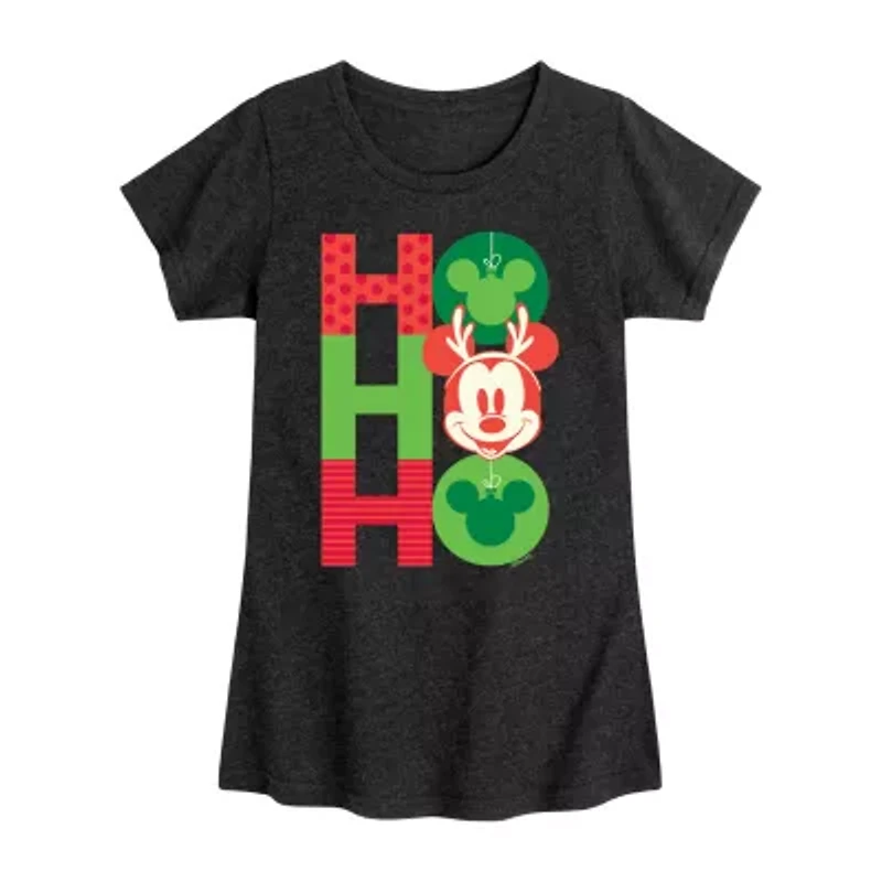 Disney Collection Girls Round Neck Short Sleeve Minnie Mouse Graphic T-Shirt