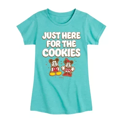 Disney Collection Girls Round Neck Short Sleeve Mickey and Friends Graphic T-Shirt