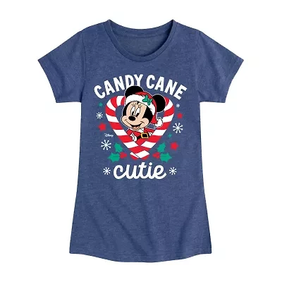 Disney Collection Girls Round Neck Short Sleeve Regular Fit Minnie Mouse Graphic T-Shirt