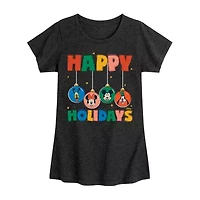 Disney Collection Girls Round Neck Short Sleeve Regular Fit Mickey and Friends Graphic T-Shirt