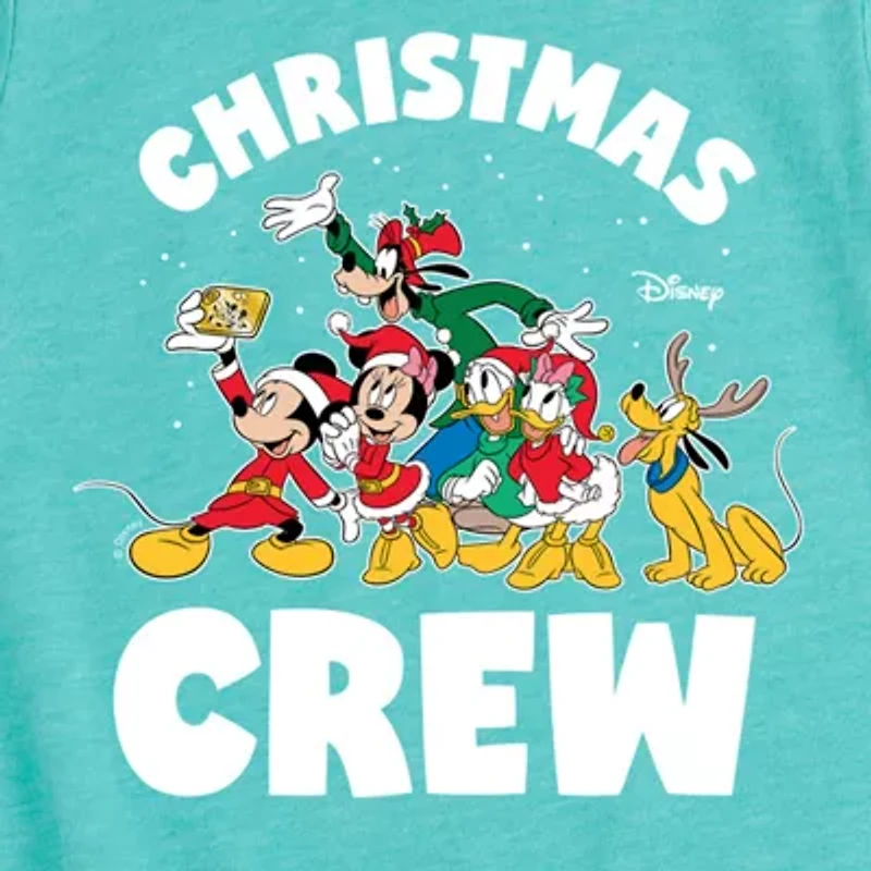 Disney Collection Girls Round Neck Short Sleeve Mickey and Friends Graphic T-Shirt