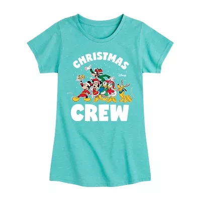 Disney Collection Girls Round Neck Short Sleeve Mickey and Friends Graphic T-Shirt