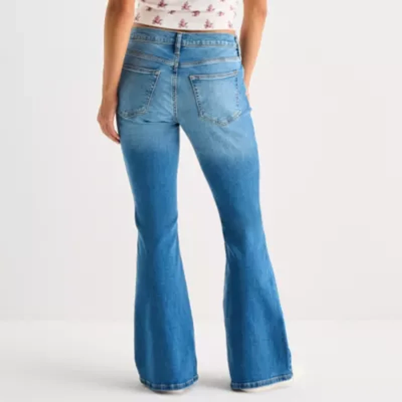 Arizona Womens Juniors Short Low Rise Flare Leg Jean