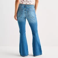 Arizona Womens Juniors Short Low Rise Flare Leg Jean