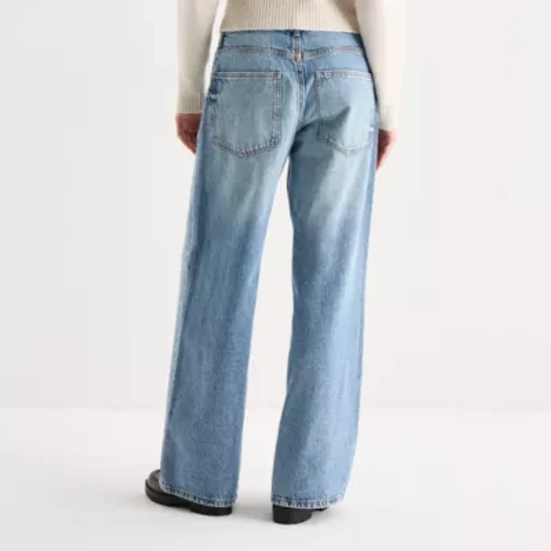 Arizona Straight Womens Juniors Short Low Rise Baggy Fit Jean