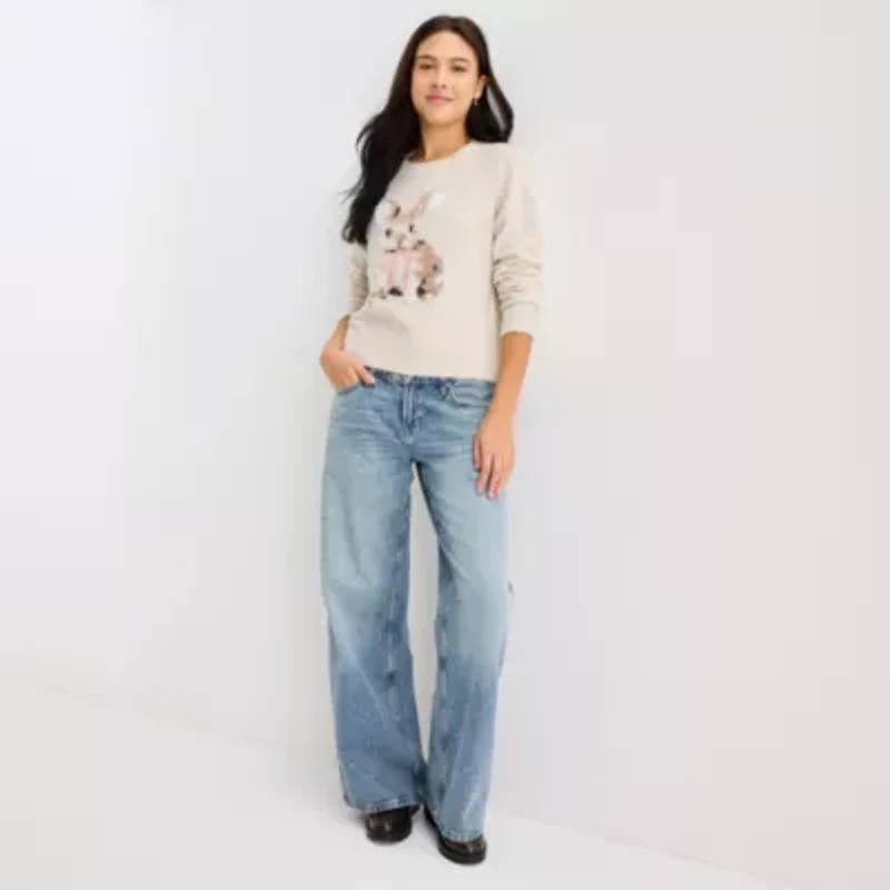 Arizona Straight Womens Juniors Short Low Rise Baggy Fit Jean