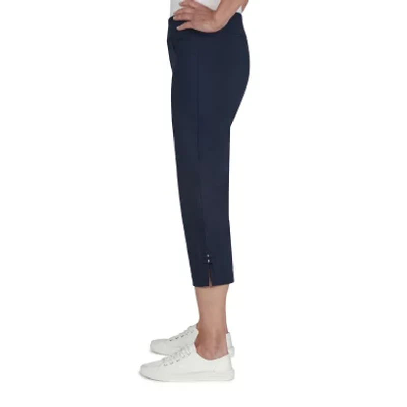 Hearts Of Palm Womens Petite Straight Mid Rise Capri Pant