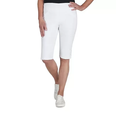 Hearts Of Palm Womens Petite Straight Mid Rise Skimmer Pant