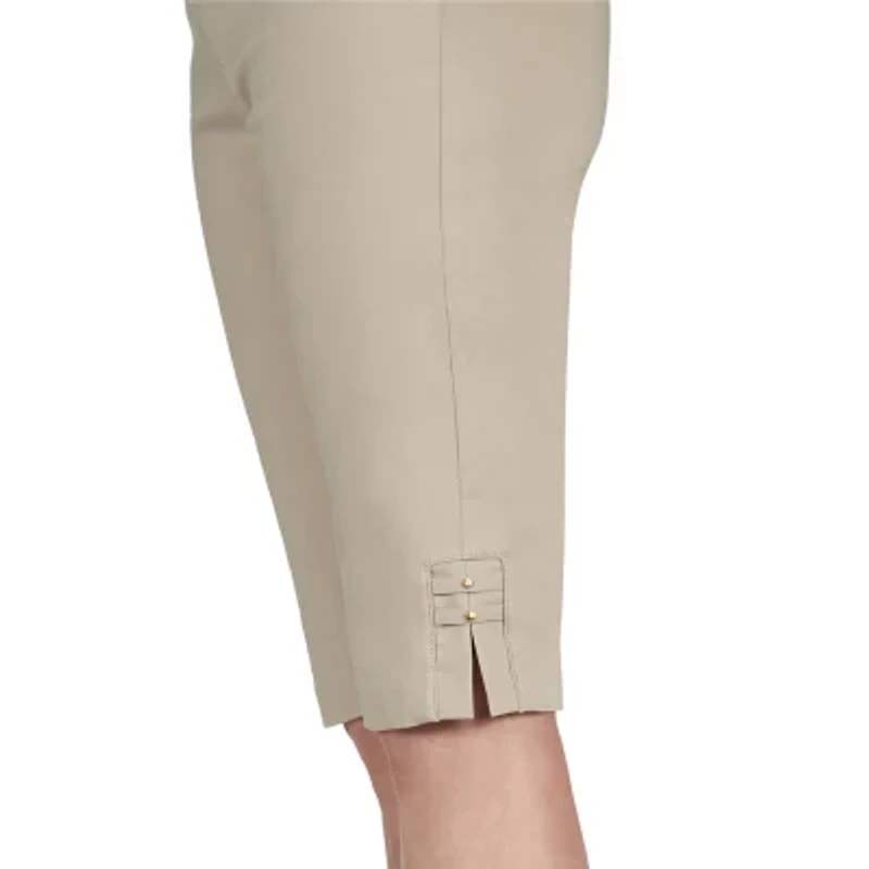 Hearts Of Palm Womens Petite Straight Mid Rise Skimmer Pant