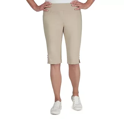 Hearts Of Palm Womens Petite Straight Mid Rise Skimmer Pant