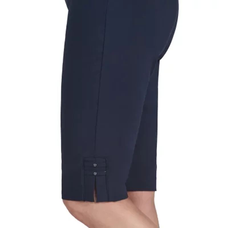 Hearts Of Palm Womens Petite Straight Mid Rise Skimmer Pant