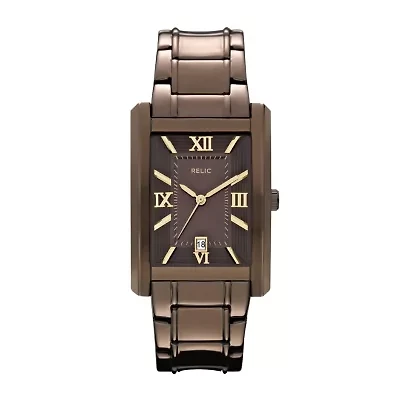 Relic® Allen Mens Rectangular Brown Dial Watch ZR77242