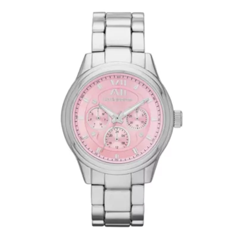 Liz Claiborne® Womens Silver-Tone Pink Watch