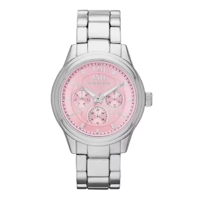 Liz Claiborne® Womens Silver-Tone Pink Watch
