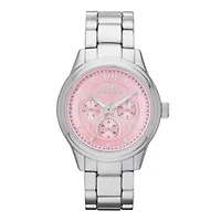 Liz Claiborne® Womens Silver-Tone Pink Watch