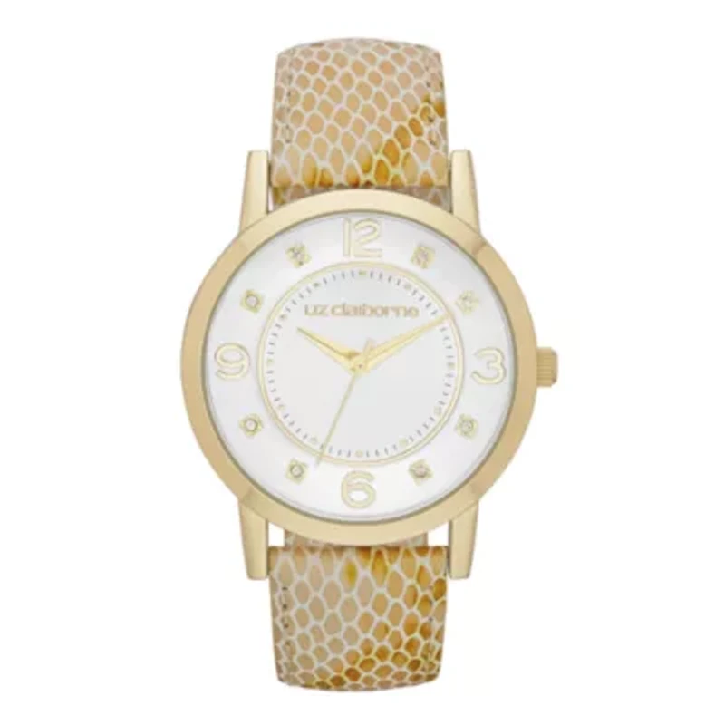 Liz Claiborne® Womens Tan Lizard-Pattern Leather Watch
