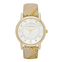 Liz Claiborne® Womens Tan Lizard-Pattern Leather Watch