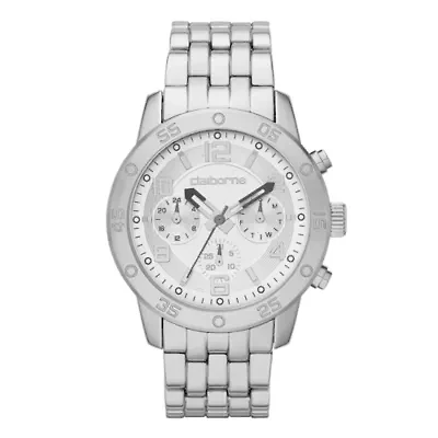 Claiborne® Mens Silver-Tone Strap Watch