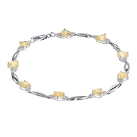 Genuine Citrine Heart-Shaped Sterling Silver Bracelet 