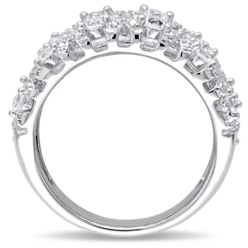 Womens Lab Created White Sapphire Sterling Silver Cocktail Ring