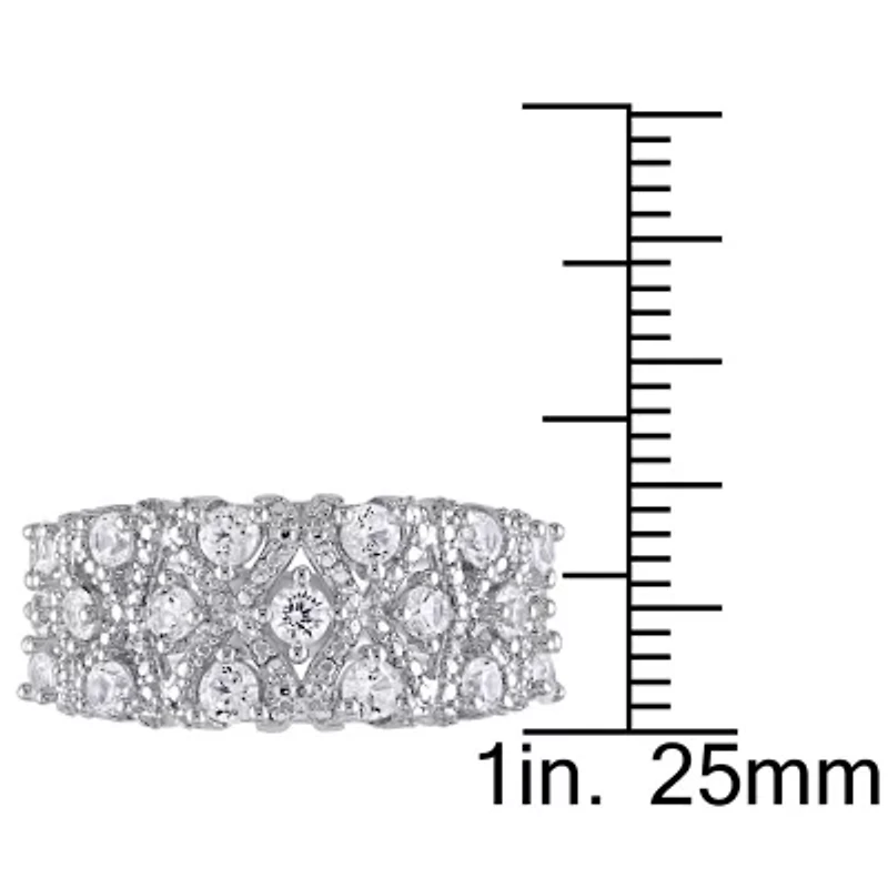 Womens Lab Created White Sapphire Sterling Silver Cocktail Ring