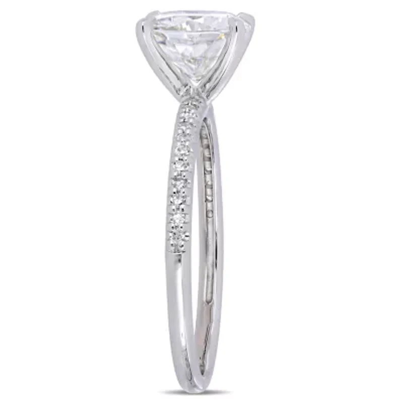 Womens 1/10 CT. T.W. White Moissanite 14K Gold Engagement Ring