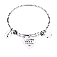Footnotes Mom Womens Crystal Stainless Steel Round Bangle Bracelet