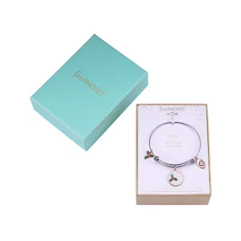 Footnotes Mistletoe Womens Stainless Steel Round Bangle Bracelet